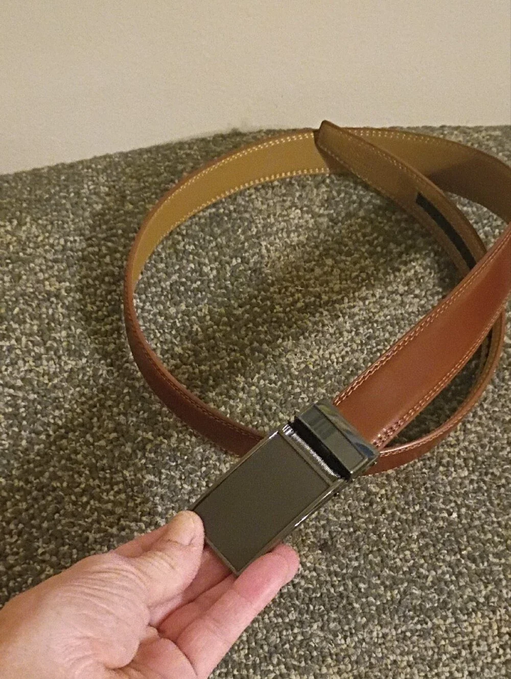Men's Mio Marino Brown Leather Dress Belt - Classic Casual